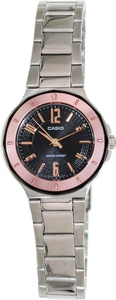 Casio, Women's Watch Fashion Collection Analog, Black Dial Silver Stainless Band, LTP-1367D-1A2DF
